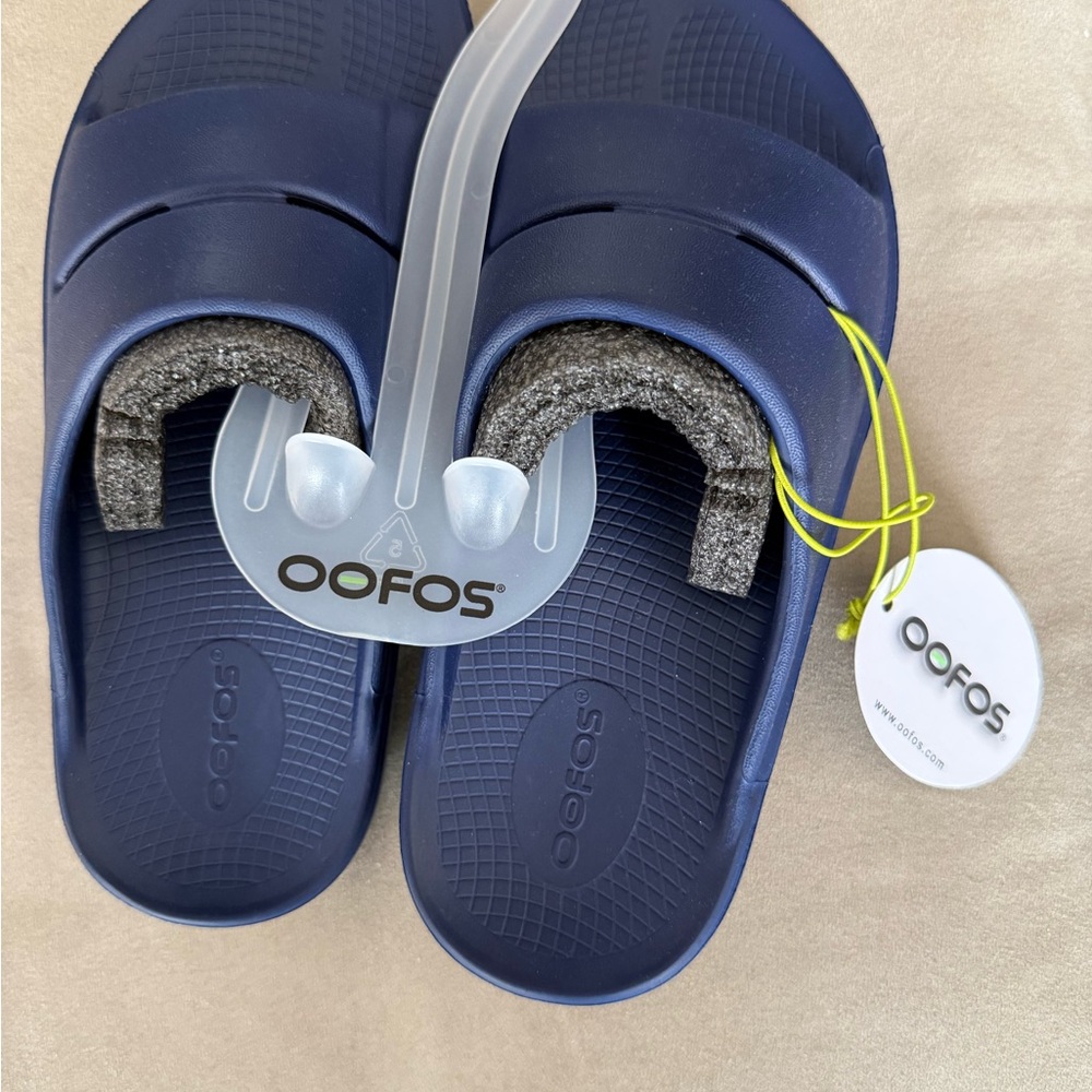 OOFOS Dark Blue Slide Sandals